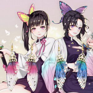 inspired Shinobu and Kanao Iridescent Anime butterfly earrings